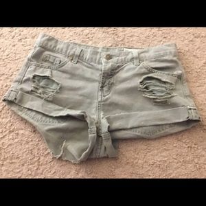 Olive Denim Shorts